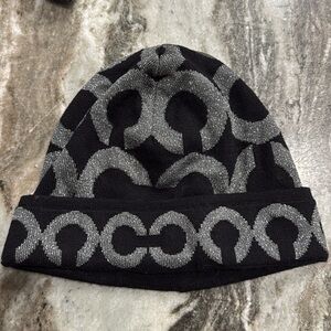 Coach signature metallic knit beanie